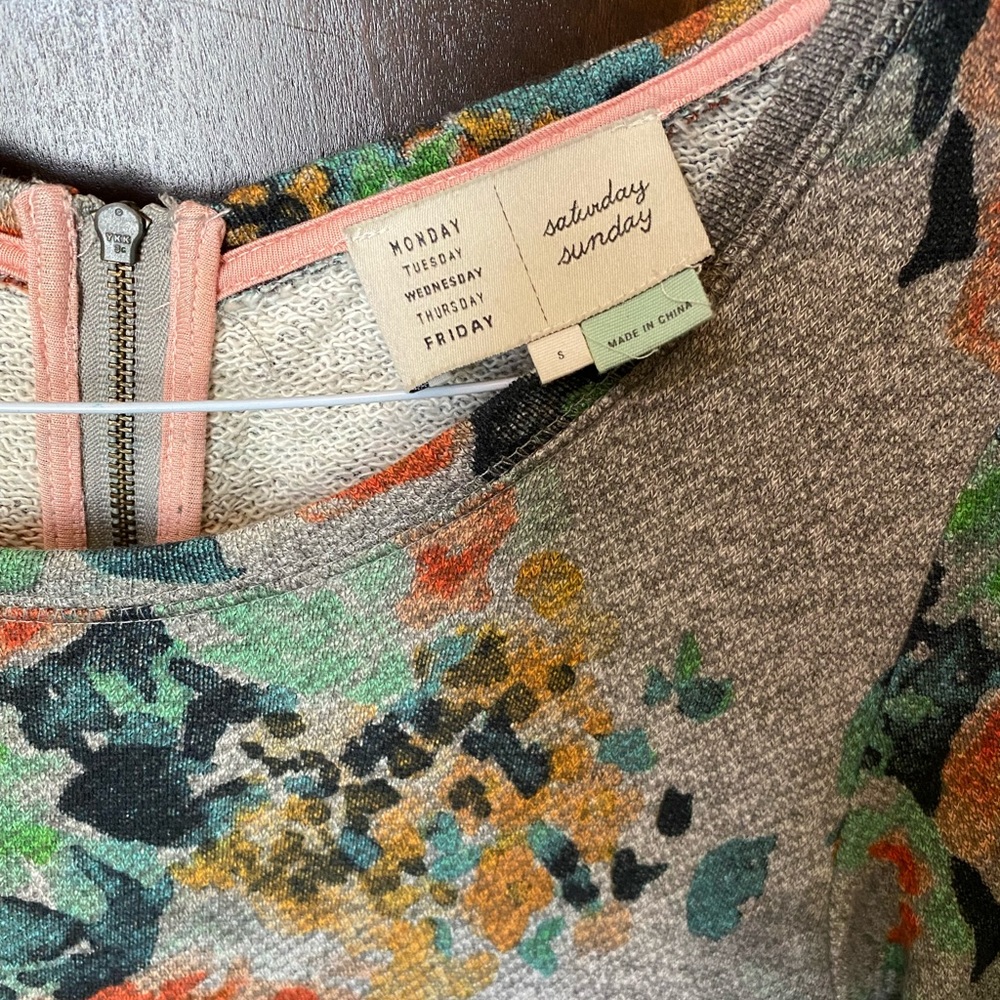 Anthropologie Floral Sweatshirt Dress